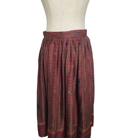 Herman Geist Vintage Burgundy Riding Print Skirt - Picture 4 of 7